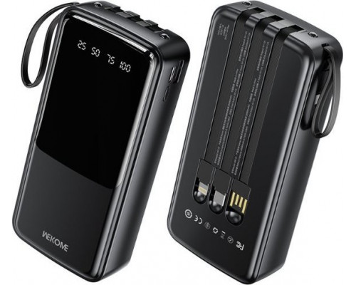Wekome 20000 mAh z wbudowanym kablem USB-C / Lightning / Micro USB + USB-A Black