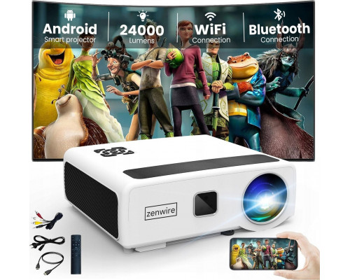 Zenwire Rzutnik LED WiFi 2.4/5GHz Android TV FULL HD 4K 24000lm 800 ansi Autofocus Autokeystone 4D Bluetooth 2x HDMI/2x USB/Ethernet/Audio Zenwire e660h