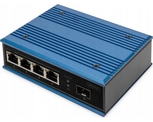 Switch Digitus Digitus 4-port   Fast Ethernet PoE, przemysłowy, niezarządzany, 1 łącze SFP
