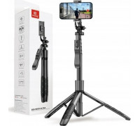 Selfie nūjiņa Crong SelfieGo Ultra Alumīnija pašportreta nūjiņa Bluetooth tripods (33-157,5cm)