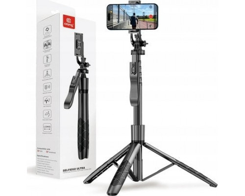 Selfie nūjiņa Crong SelfieGo Ultra Alumīnija pašportreta nūjiņa Bluetooth tripods (33-157,5cm)