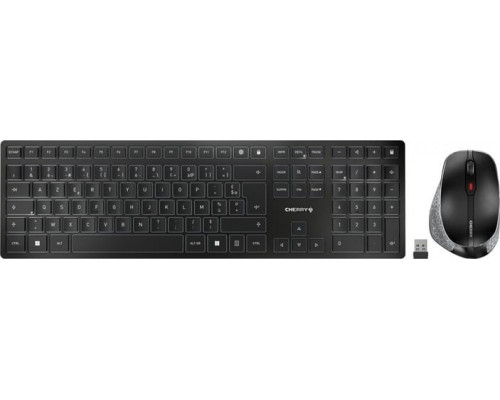 Cherry CHERRY DW 9500 SLIM klawiatura Dołączona myszka RF Wireless + Bluetooth AZERTY Francuski Black, Gray