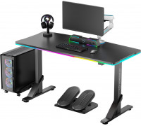 Gaming galds Ultradesk ULTRADESK Gaming galds dla gracza IRON BLACK, 132,5x60,5 cm, 71-81  cm, mechaniczna regulacja wysokości