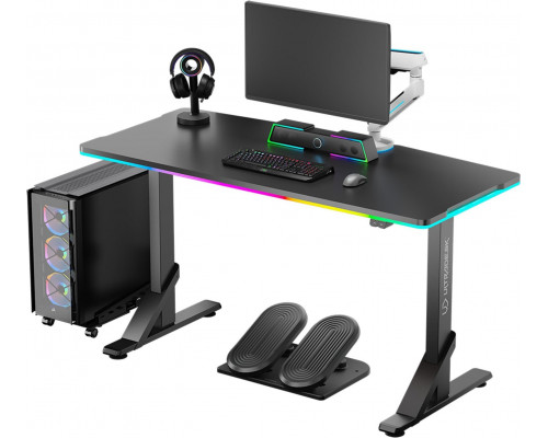 Gaming galds Ultradesk ULTRADESK Gaming galds dla gracza IRON BLACK, 132,5x60,5 cm, 71-81  cm, mechaniczna regulacja wysokości