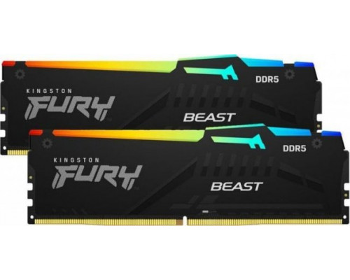 Kingston Kingston Technology FURY Beast RGB moduł pamięci 16 GB 2 x 8 GB DDR5 Korekcja ECC