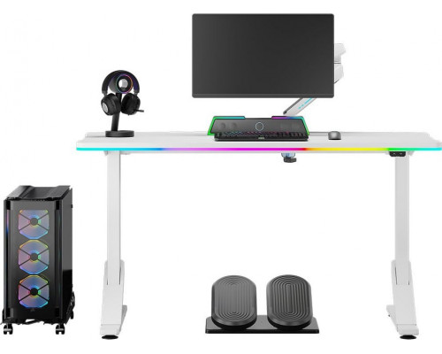 Gaming galds Ultradesk Iron White 132.5 cmx60.5 cm