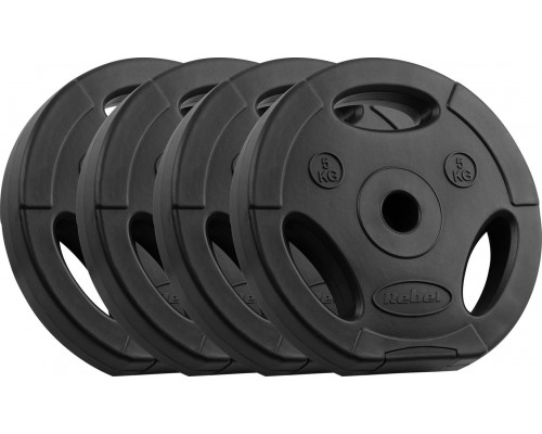 Rebel Bitumena slodžu komplekts 4x5kg, caurums 31mm, disks ar rokturi, REBEL ACTIVE