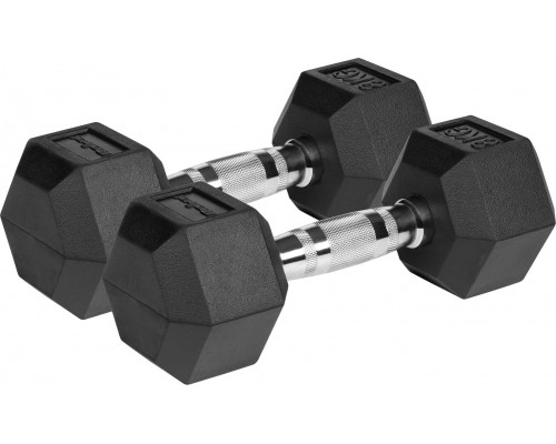 Rebel Dumbbells cast iron gumowane HEX 2x8 kg REBEL ACTIVE