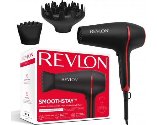 Revlon Revlon Smoothstay Coconut Oil RVDR5317E fén na vlasy, 2000 W, 2 rychlosti, 3 teploty, černá