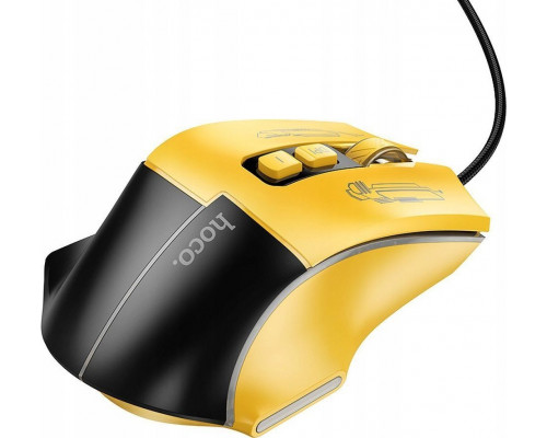 Hoco HOCO mysz komputerowa gamingowa przewodowa USB A 3600DPI GM31 czarno żółta