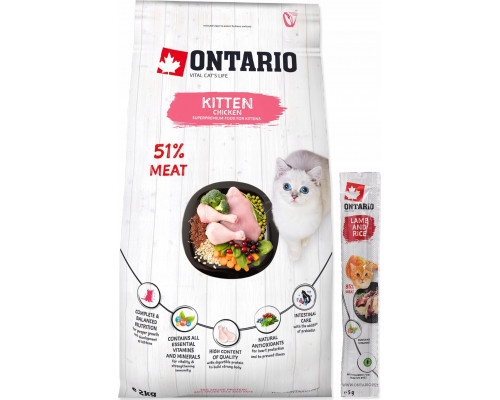 ONTARIO Ontario Kitten vištiena 2kg (Kačiukams su vištiena)