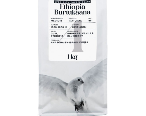 Specialty coffee beans Black Crow White Pigeon Ethiopia Burtukaana, 1 kg