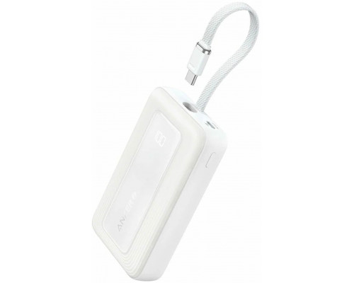 Anker Power Bank, Built-In USB-C Cable, 30W | A1688H21 | 10000 mAh | White
