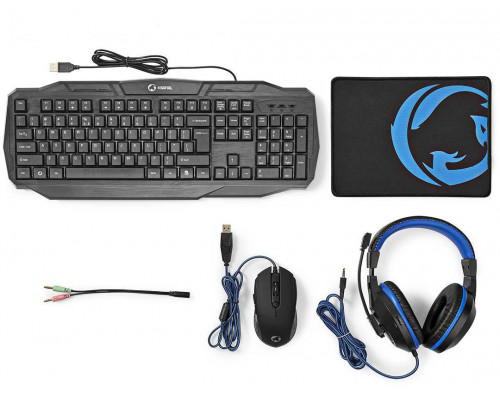 Nedis GCK41100BKUS Gaming set 4-in-1 (headphones, keyboard with backlight, optical mouse and non-slip mouse pad)