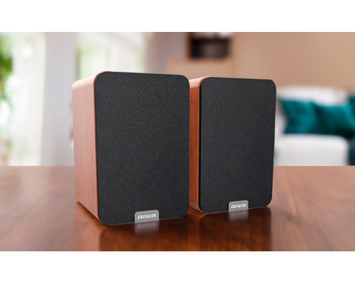 Aiwa ASP-A200 active speaker pair, brown