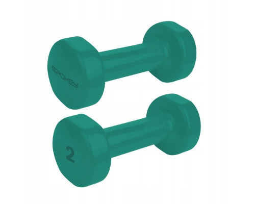 Spokey Dumbbells Shape vinyl 2 x 2 kg Zielone