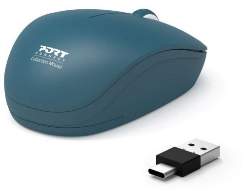 Port Designs 900545, Ambidextrous, Optical, RF Wireless, 1600 DPI, Blue
