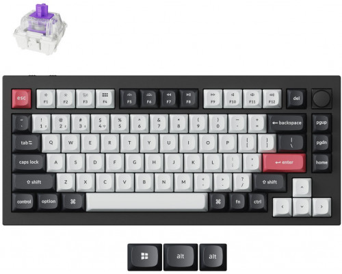 Keychron Q1 HE 75% Knob Wireless Tri-Mode QMK Gateron 2.0 Magnetic Switch Carbon Black