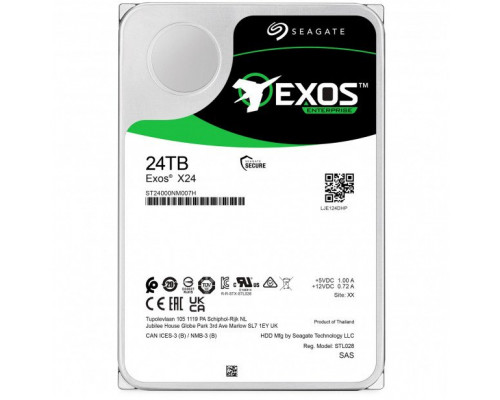 Seagate Exos X24 ST24000NM007H - Festplatte - Enterprise - 24 TB - intern - 3.5" (8.9 cm) - SAS 12Gb/s - 7200 rpm - Puffer: 512 MB