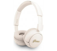 nauszne Guess Bluetooth 5.3 Metal Logo Script beżowy