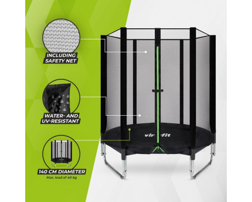 VIRTUFIT TRAMPOLINA DLA DZIECI Z SIATKĄ BEZPIECZEŃSTWA 140 CM