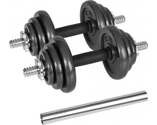 Dumbbells cast iron adjustable w walizce z gryfem, zestaw 20kg REBEL ACTIVE