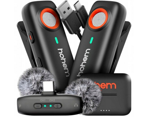 2x Bezprzewodowy + Etui Ładujące 2TX 1RX Hohem / Mic-01 / USB-C TYPE-C