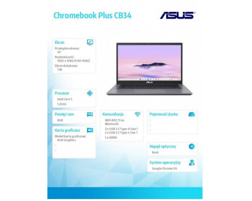 asus Notebook Chromebook Plus CB3402CVA-MW0517