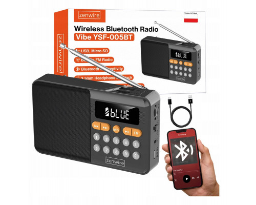 Mini Radio FM Bluetooth Przenośne na Baterie Kuchenne Bezprzewodowy