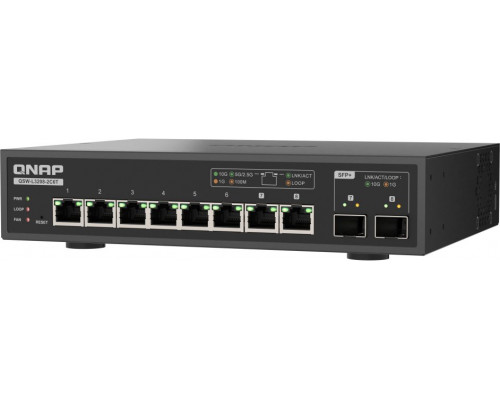 QNAP QSW-L3208-2C6T    L2 10G Ethernet (100/1000/10000) Desktop Black