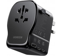 Uniwersalny adapter podróżny ładowarka sieciowa Ugreen S550, 65W, 2x USB-C, 1x USB-A