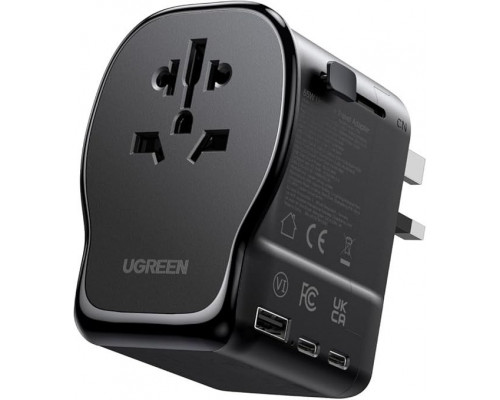 Uniwersalny adapter podróżny ładowarka sieciowa Ugreen S550, 65W, 2x USB-C, 1x USB-A