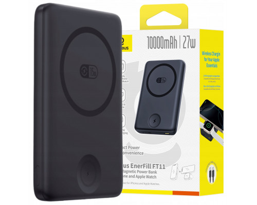 Baseus EnerFill FT11 10000mAh 27W kompatybilny z MagSafe, do Apple Watch i smartfonów with cable USB-C 20V/3A 30 cm - black