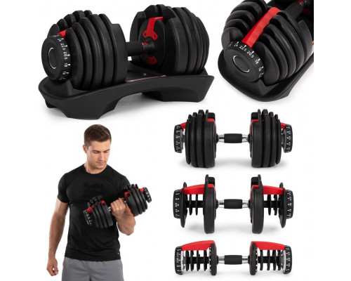 Hantel regulowany cast iron z podstawką obciążenie 2,5-24 kg ModernHome EDUKAMP