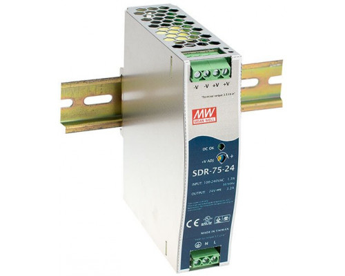 impulsowy AC/DC na szynę DIN 75W 88-264VAC Uwyj 24VDC 3,2A SDR-75-24, 1-1W3GEB