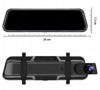 WIDEOREJESTRATOR JAZDY W LUSTERKU DOTYKOWY KAMERA COFANIA REJESTRATOR PRZÓD TYŁ POLSKIE MENU FULL HD