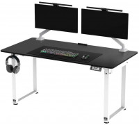 Gaming galds Ultradesk Gaming galds dla gracza QUEST, 140x70cm, 72-120cm, biały-czarny