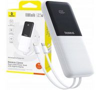 Baseus Lipow 10000mAh 22,5W with two built-in cables (with Baseus Simple USB-A - USB-C 3A 20cm) - biały