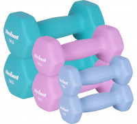 Hantelki cast iron neoprene HEX zestaw 12kg (2x1kg+2x2kg+2x3kg), REBEL ACTIVE