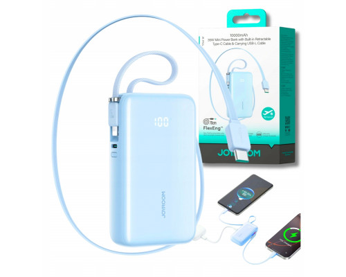 Joyroom JR-PR2L 10000mAh 35W with a built-in zwijanym kablem USB-C i kablem-smyczą Lightning - Blue