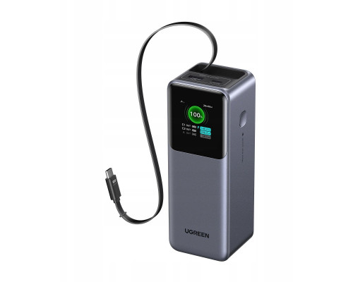 20000mAh UGREEN PB726 USB + USB-C 165W ze zwijanym kablem (gray)