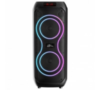 POWER AUDIO MAX - Duży głośnik Bluetooth, 120W RMS/ 1400W PMPO, dwa głosniki 8", FM Radio, Equalizer, funkcja karaoke, MP3/karty microSD, USB, AUX, BT 5.0+EDR, wyśiwietlacz, LED, wbudowany akumulator. Zestaw z pilotem.