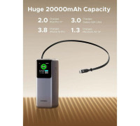 Ugreen 20000mAh Ugreen PB726 USB + USB-C, 165W, wbudowany cable (gray)