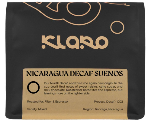 Klaro - kawa ziarnista bezkofeinowa Nikaragua Decaf Suenos CO2 Omniroast 250 g