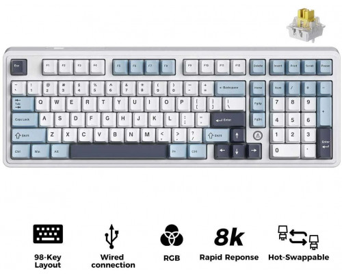 Ajazz magnetyczna bezprzewodowy Ajazz AK980 Magnetic Switch White USB-C