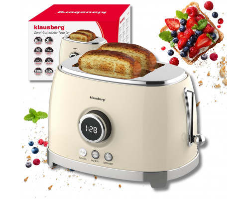 Klausberg TOSTER OPIEKACZ NA 2 KROMKI WYŚWIETLACZ LED KLAUSBERG KB-9026 RETRO