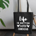 Koszulkowy Life is better with chickens - bag na prezent dla hodowcy kur