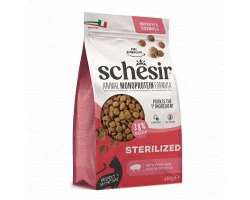 Schesir karma sucha 1,5 kg Animal Monoprotein Formula Sterilized szynka