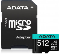 SD  ADATA Premier Pro MicroSDXC 512 GB Class 10 UHS-I/U3 A2 V30 (AUSDX512GUI3V30SA2-RA1)