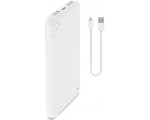 Belkin Power Bank BoostCharge 10k + Lightning + kabel White-F7U065btWHT